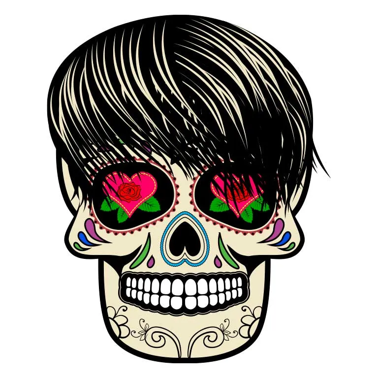 Dia de los Muertos Sugar Skull Punk Rocker Graphic Decal