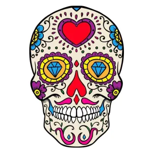 Dia de los Muertos Sugar Skull with Heart on Head Graphic Decal