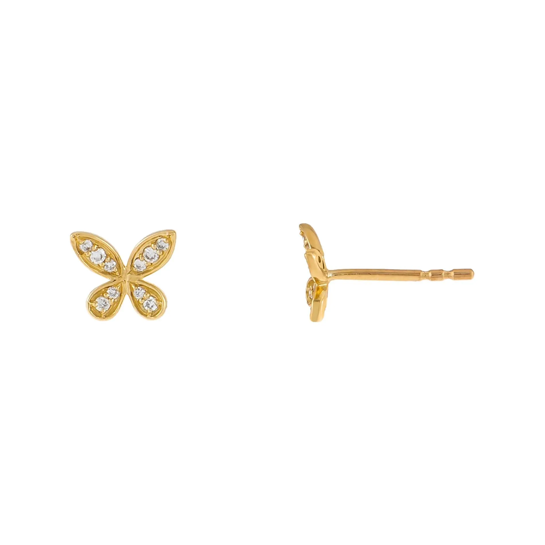 Diamond Butterfly Stud Earring 14K
