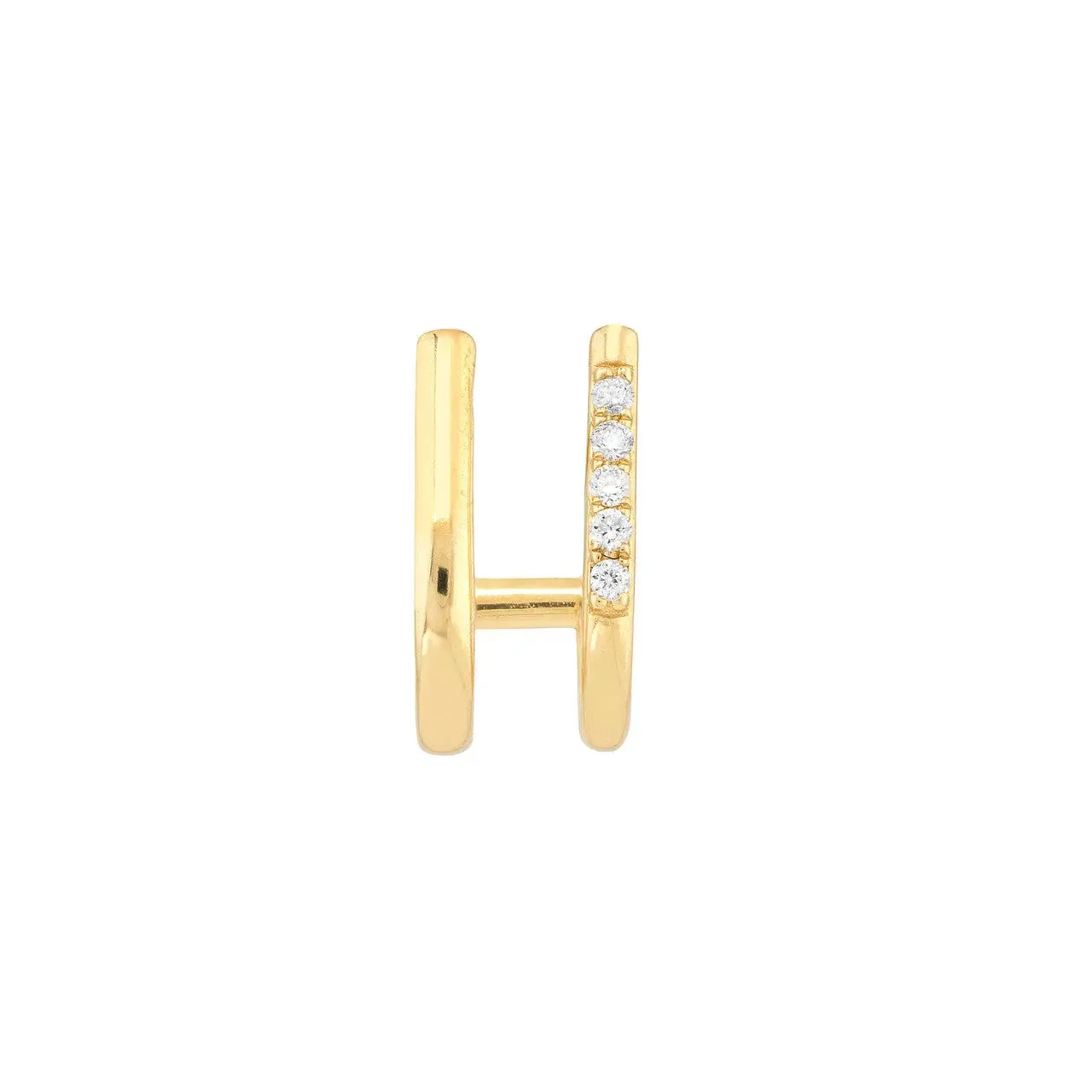 Diamond Open J Huggie Earrings