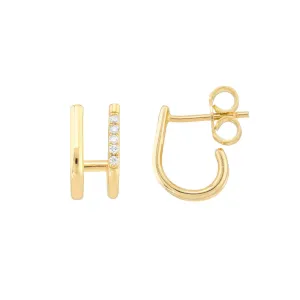 Diamond Open J Huggie Earrings