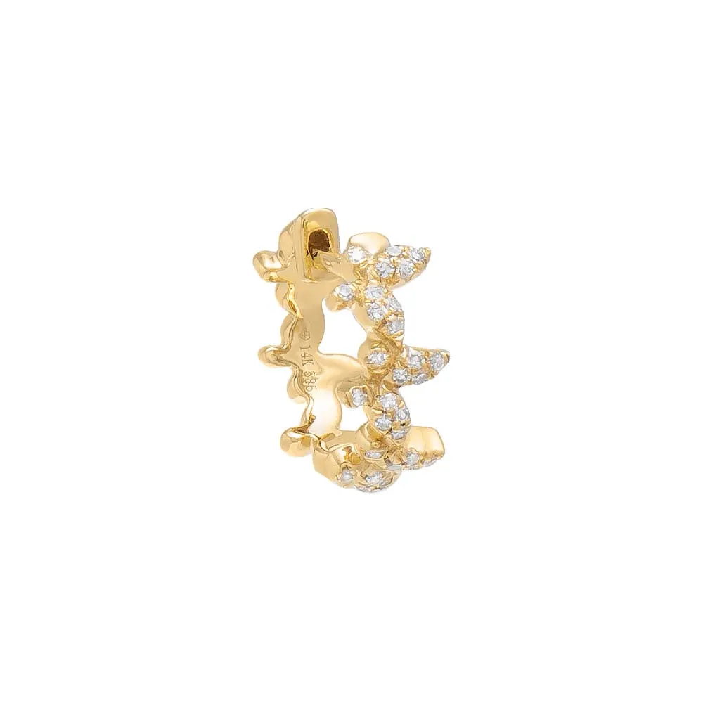 Diamond Pavé Multi Butterfly Huggie Earring 14K