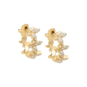 Diamond Pavé Multi Butterfly Huggie Earring 14K