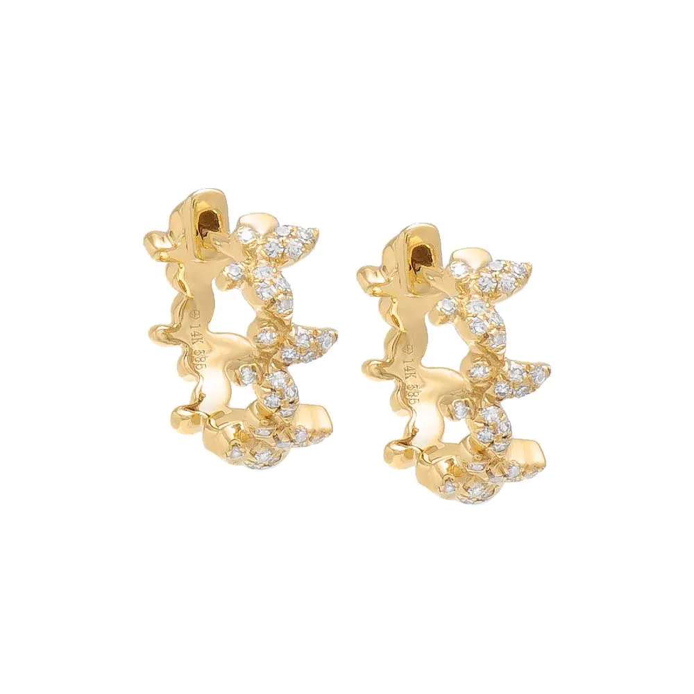 Diamond Pavé Multi Butterfly Huggie Earring 14K
