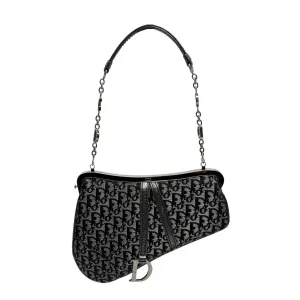 Dior Black Satin Mini Saddle Bag