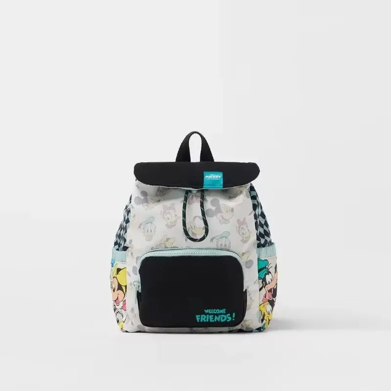 Disney Cartoon Mickey Mouse Cute Fashion Backpack Women's Minnie Canvas School Bag Fashion Large Capacity Backpack Girls Mochila
