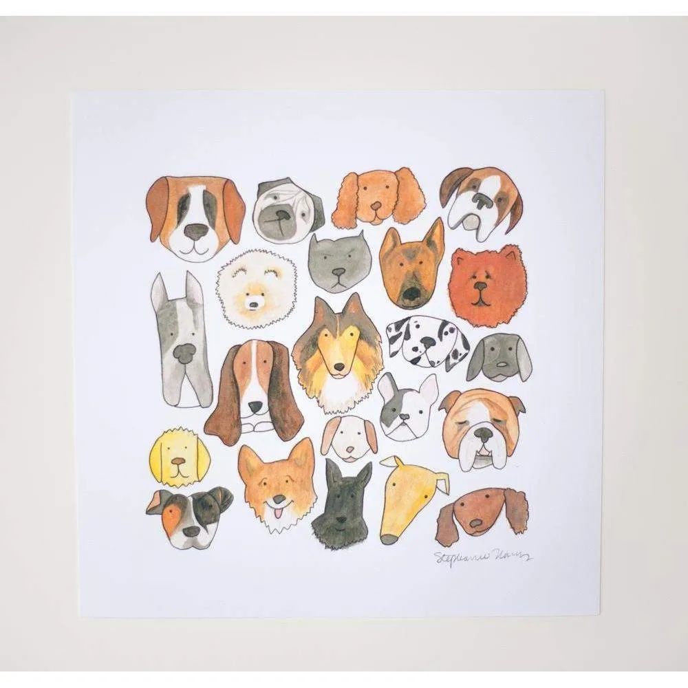dog art print, gift for a dog lover, dog-themed art for home, corgi art, great dane art, saint bernard art, cocker spaniel art