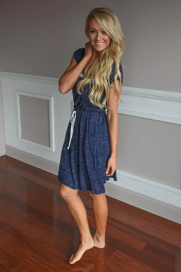 Don't Leave Me Waiting Dress ~ Navy