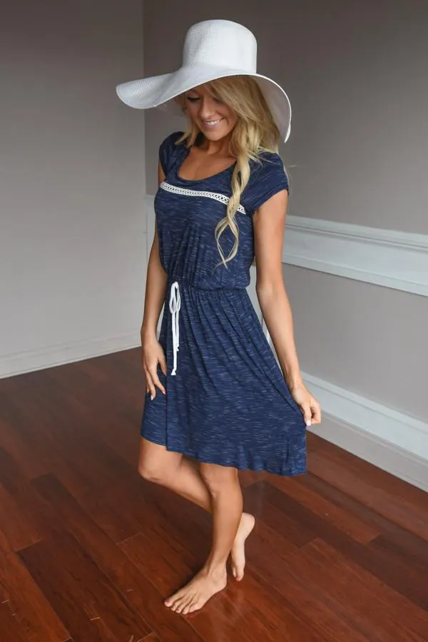 Don't Leave Me Waiting Dress ~ Navy