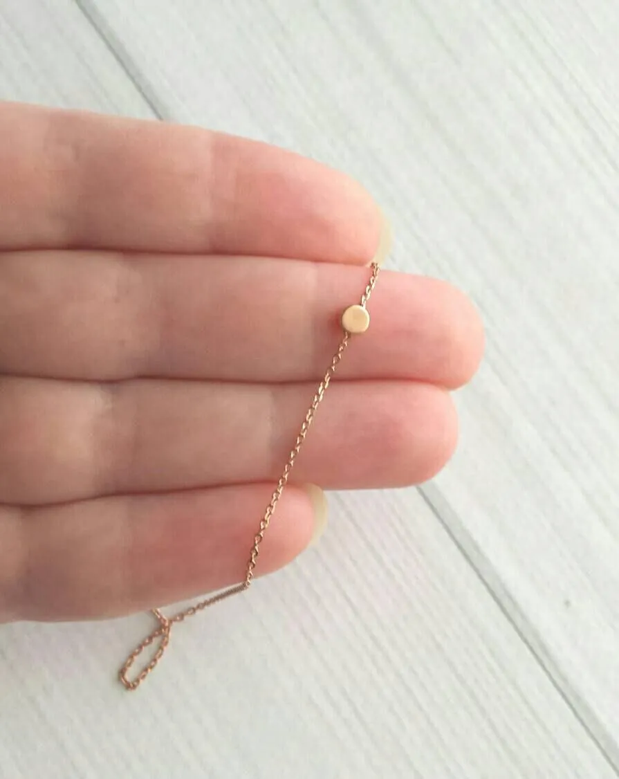 Dot Necklace - rose gold dot necklace, tiny circle necklace, tiny round charm necklace, small circle necklace, small round pendant, cylinder