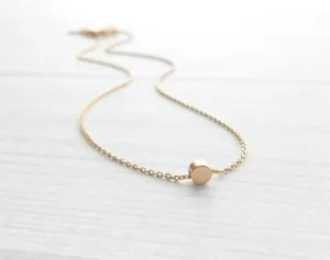 Dot Necklace - rose gold dot necklace, tiny circle necklace, tiny round charm necklace, small circle necklace, small round pendant, cylinder