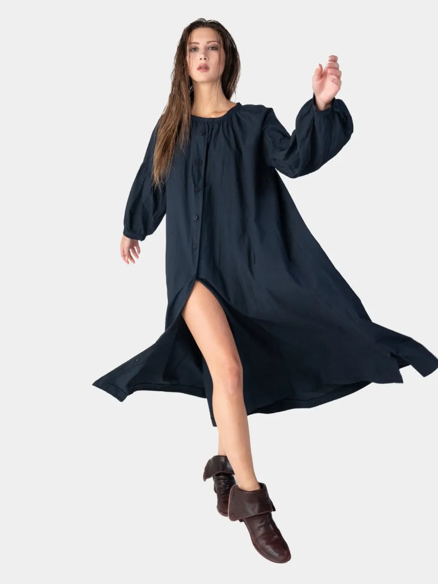 Drop Shoulder Balloon Sleeve Maxi Dress
