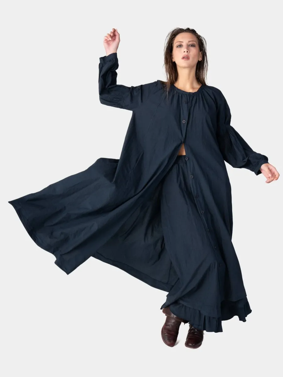 Drop Shoulder Balloon Sleeve Maxi Dress