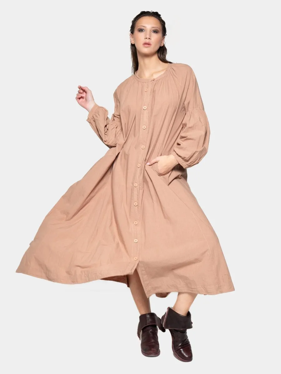 Drop Shoulder Balloon Sleeve Maxi Dress