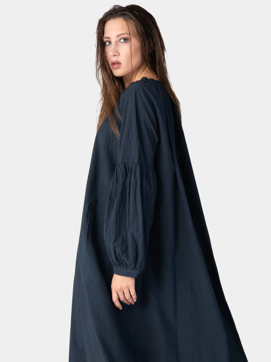 Drop Shoulder Balloon Sleeve Maxi Dress