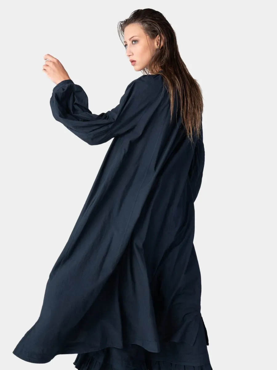 Drop Shoulder Balloon Sleeve Maxi Dress