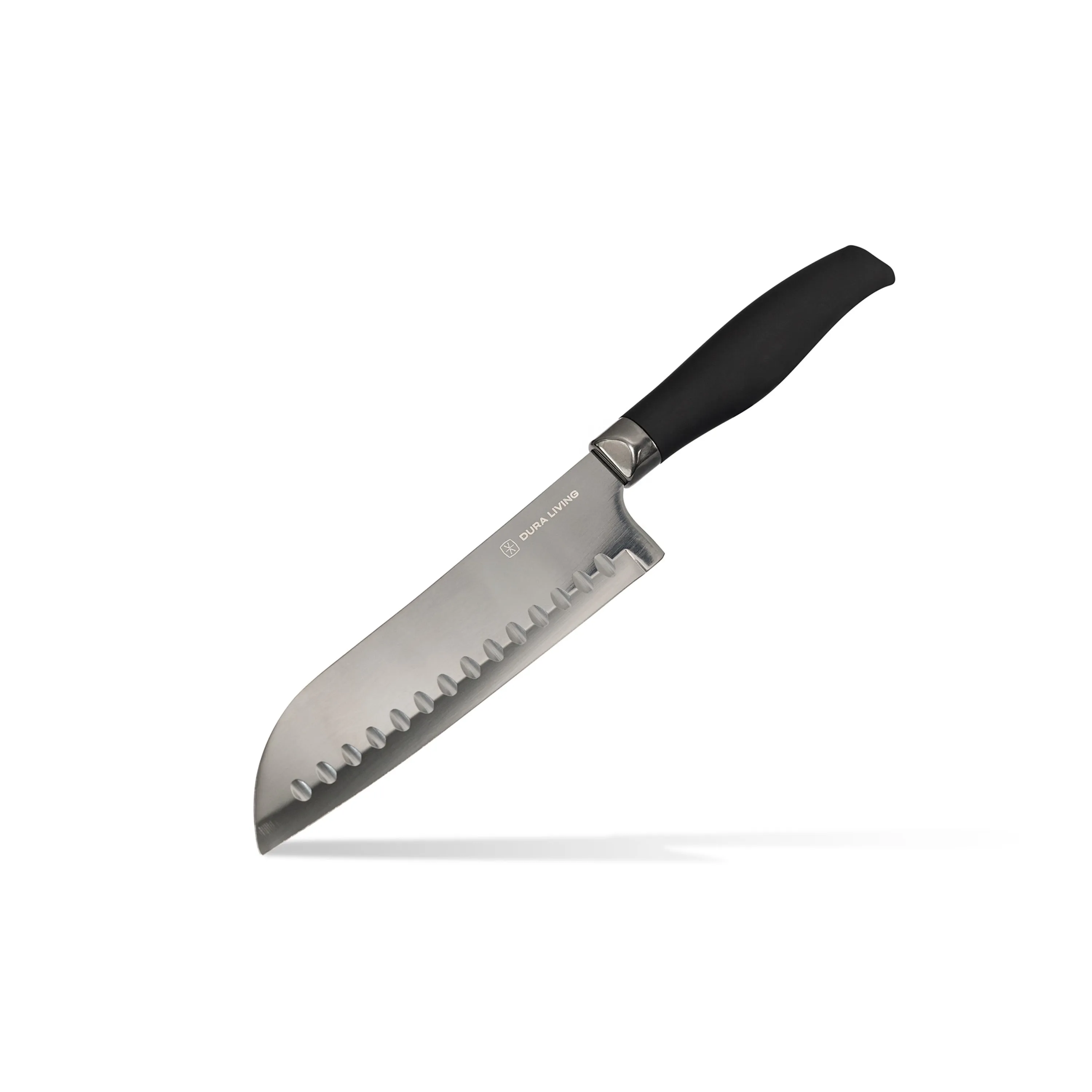 Dura Living 7 inch Santoku Knife - Nonstick Titanium Plated Stainless Steel Blade, With Sheath