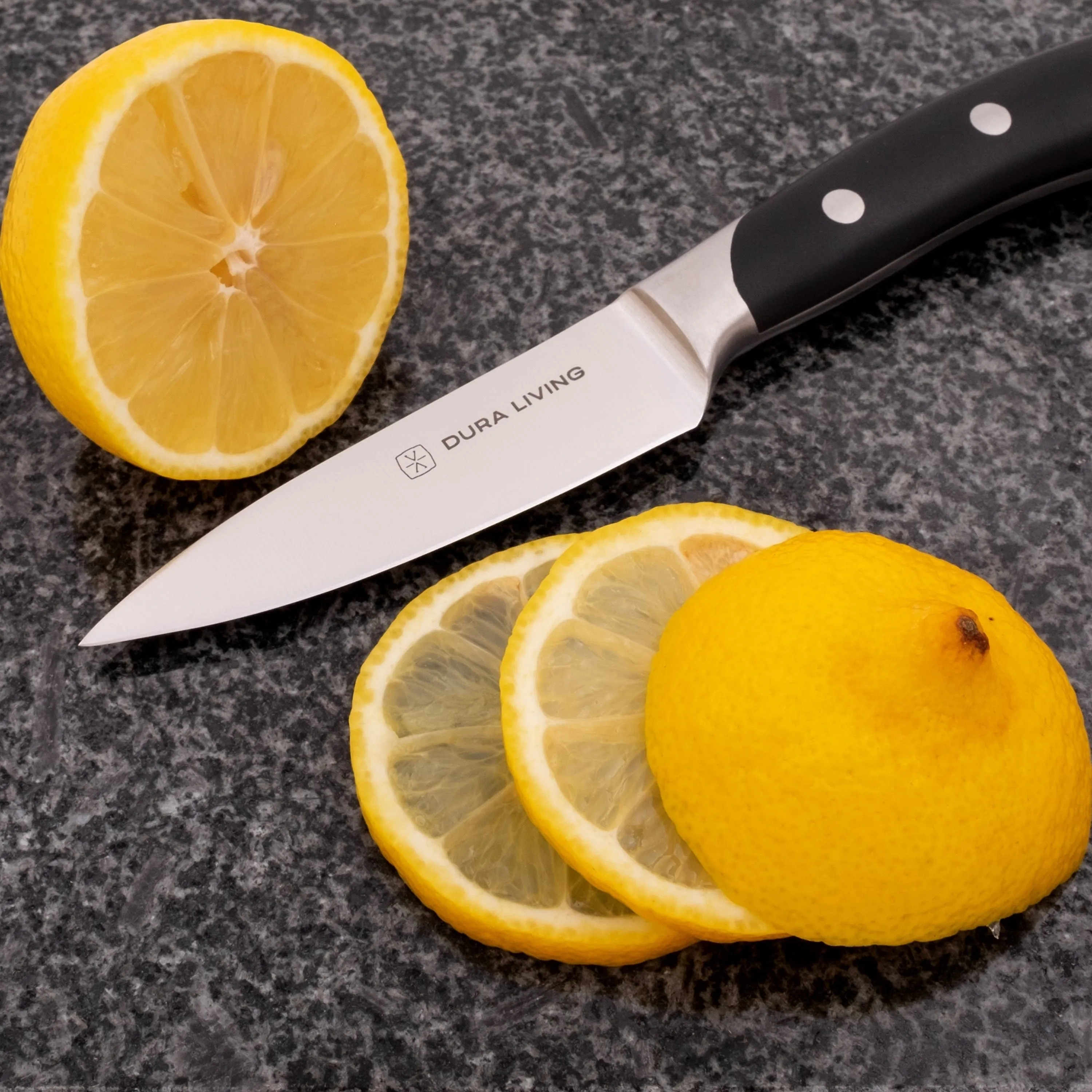 Dura Living Elite 3.5 inch Paring Knife - Forged High Carbon German Stainless Steel Blade, Black
