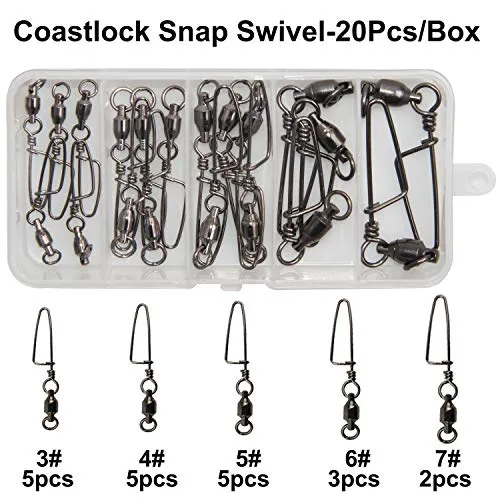 Easy Catch 10 Pack High-Strength Fishing Ball Bearing Swivel with Coastlock Snap, Strong Welded Ring for Saltwater Fishing-18Lb to 350Lb (100% Copper Stainless Steel)(Size 0 0 (18lb) 10Pack)