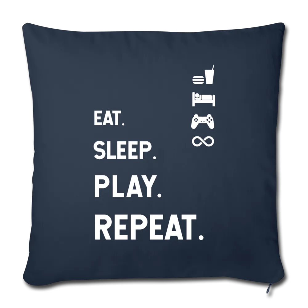 Eat Sleep Play Repeat Throw Pillow Cover