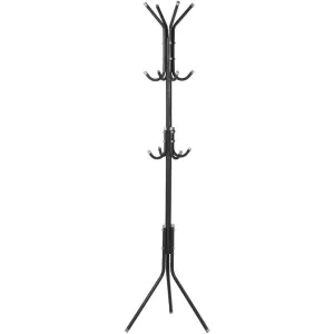 Ejoyous Coat Rack Stand, 10 Hooks Free Standing Hat Hanger Metal Hall Tree Clothes Holder Storage Stand for Home Enterway Entryway Hanging Jacket, Garment, Scarves, Handbags, Umbrella (White)