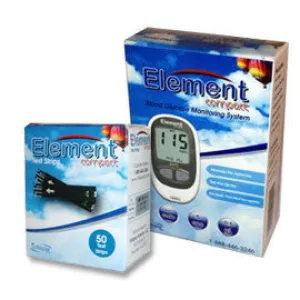 Element Compact Glucose Meter Combo (Meter Kit and 50 Test Strips)