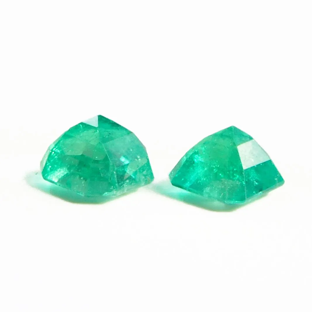 Emerald 8.49 mm 5.36 carats Faceted Emerald Cut Natural Gemstone Pair - Colombia