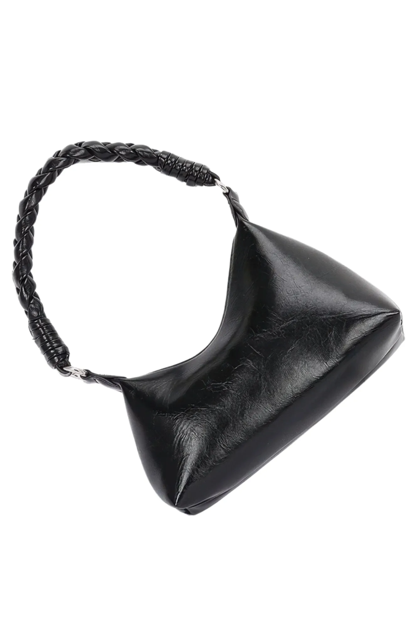 Faux Leather Braided Strap Shoulder Bag