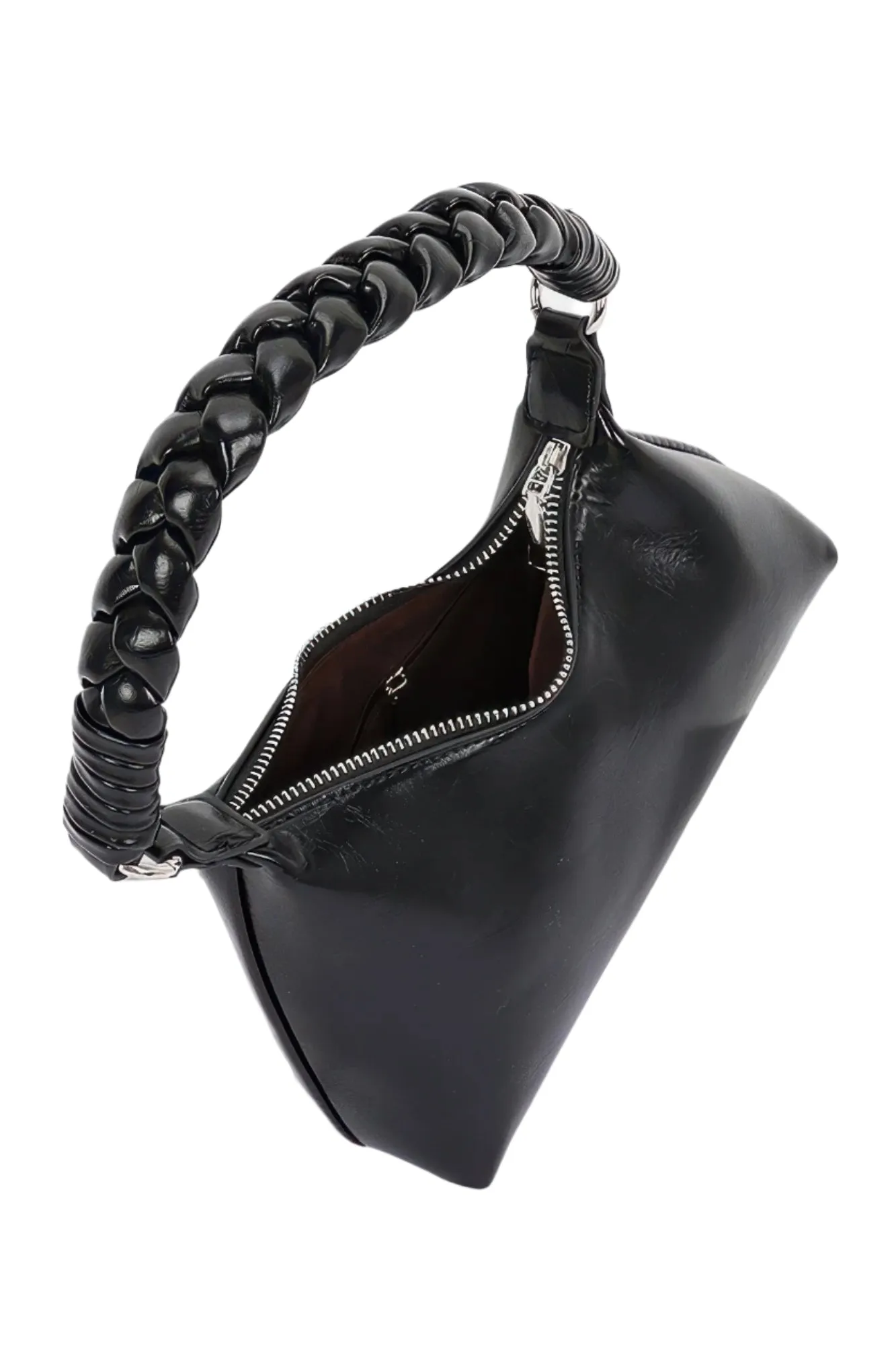 Faux Leather Braided Strap Shoulder Bag