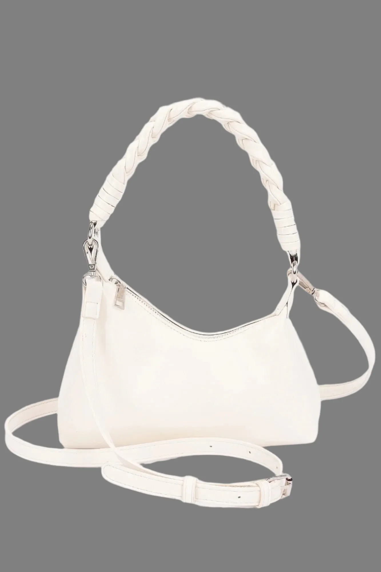 Faux Leather Braided Strap Shoulder Bag