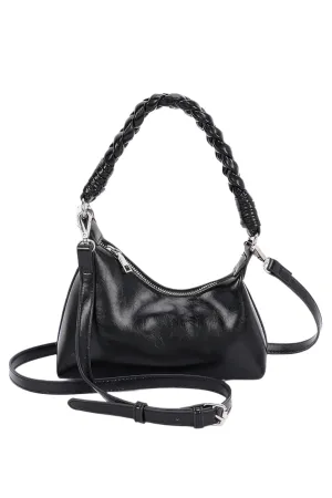 Faux Leather Braided Strap Shoulder Bag