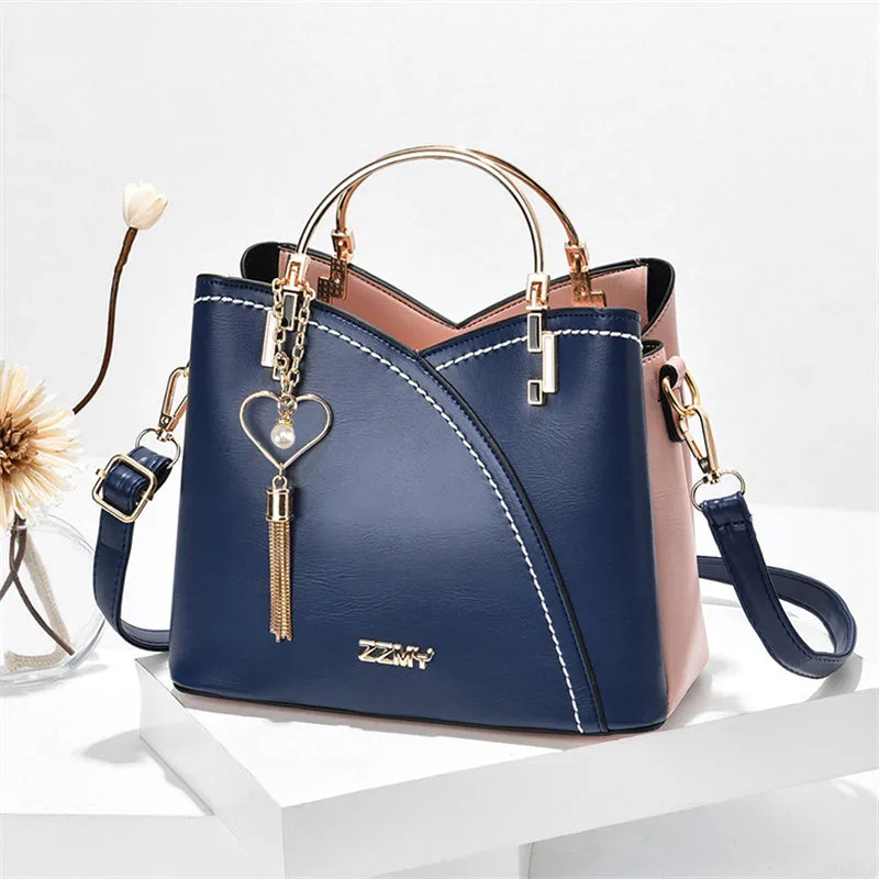 Female All-match Contrast Color Waterproof Handbag