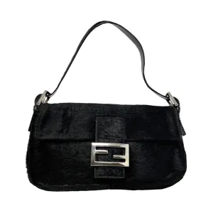 Fendi Black Calf-Hair Baguette Bag