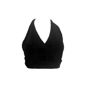 Fendi Black Monogram Terrycloth Cropped Halter