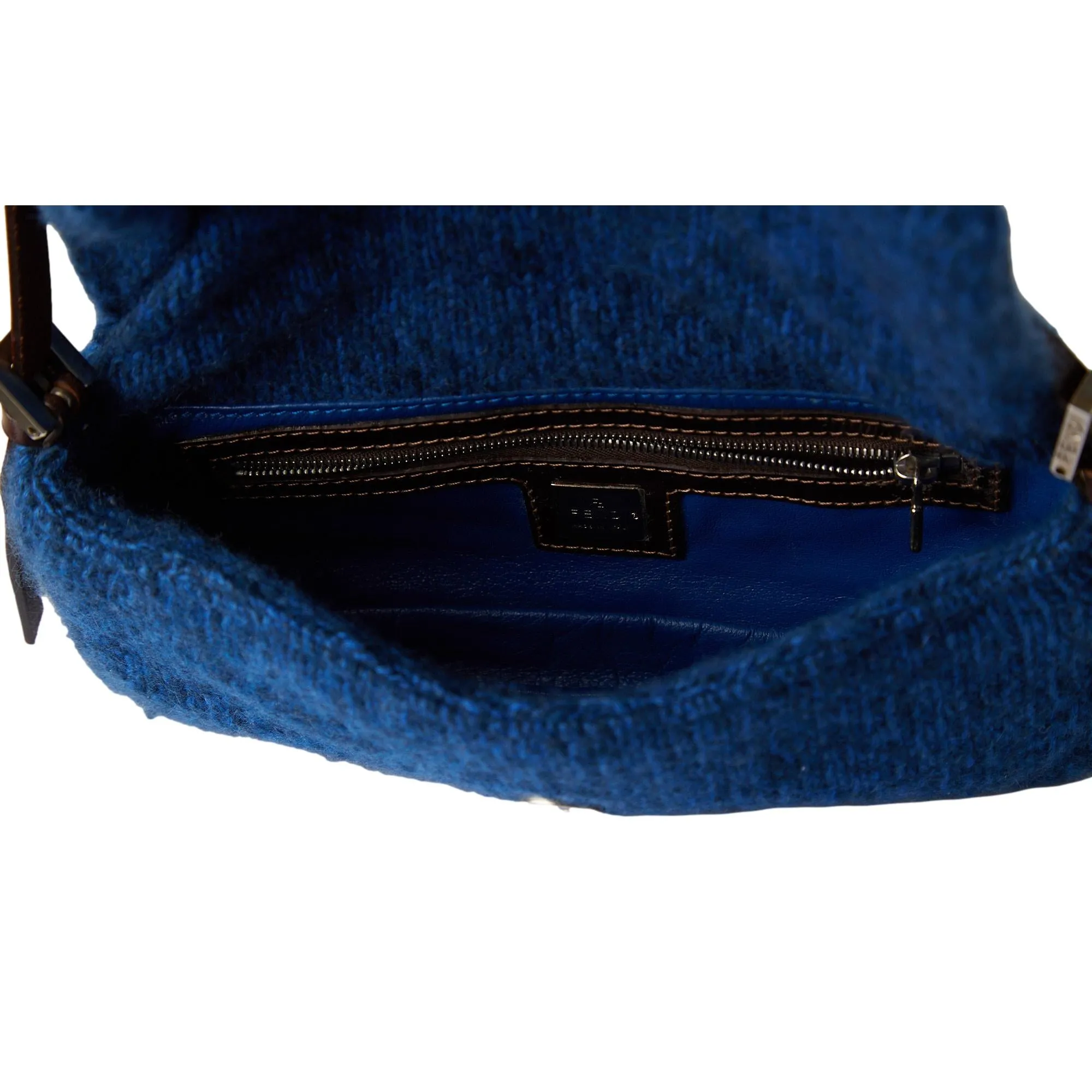 Fendi Blue Knit Baguette Bag