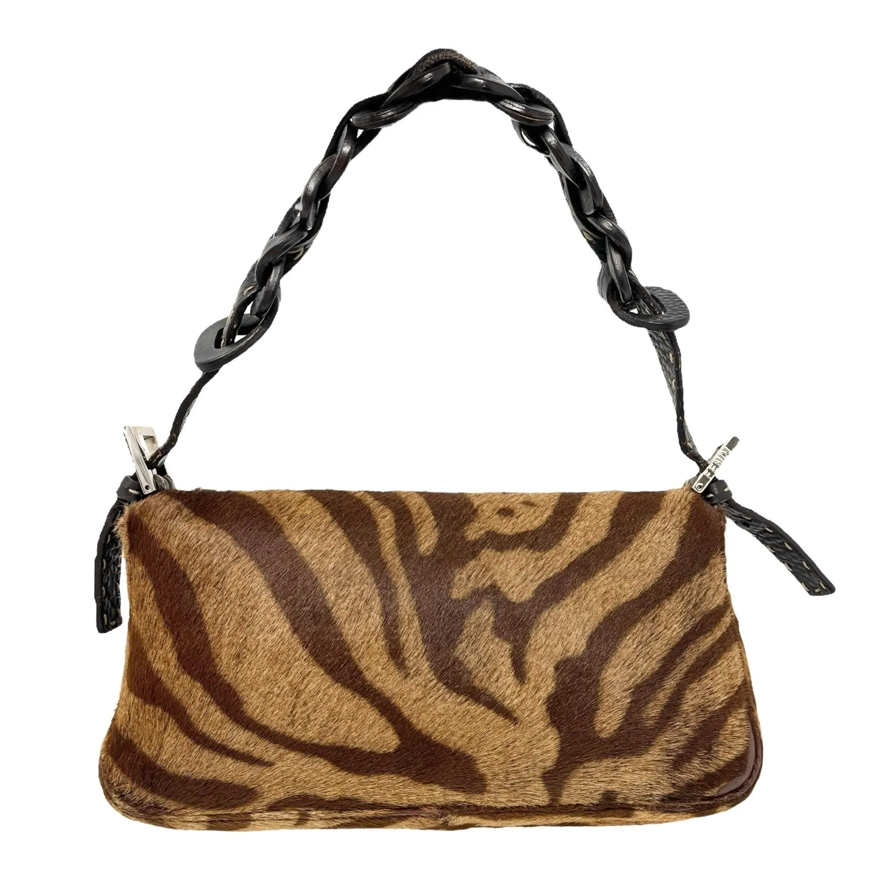 Fendi Brown Calfhair Selleria Baguette Bag
