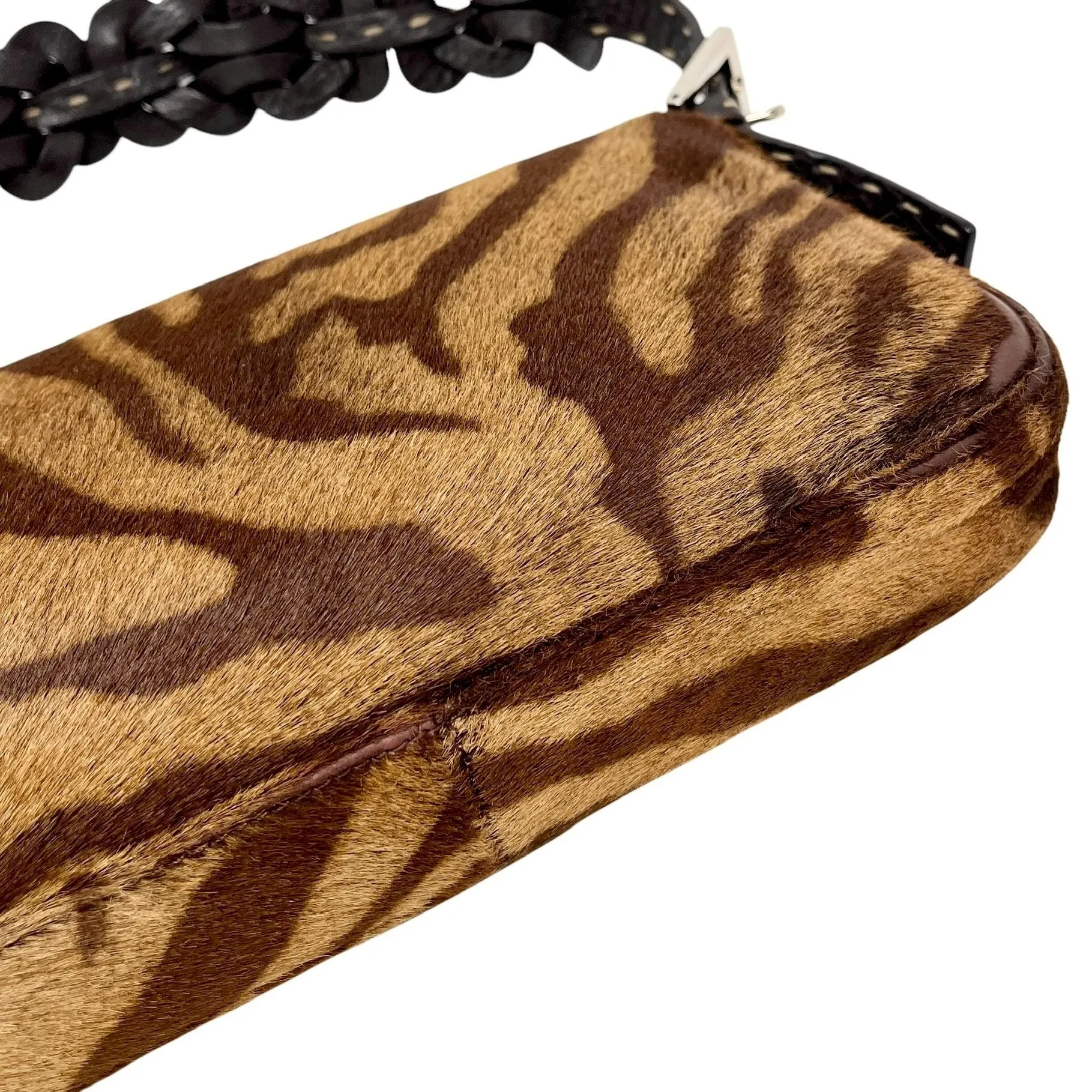 Fendi Brown Calfhair Selleria Baguette Bag
