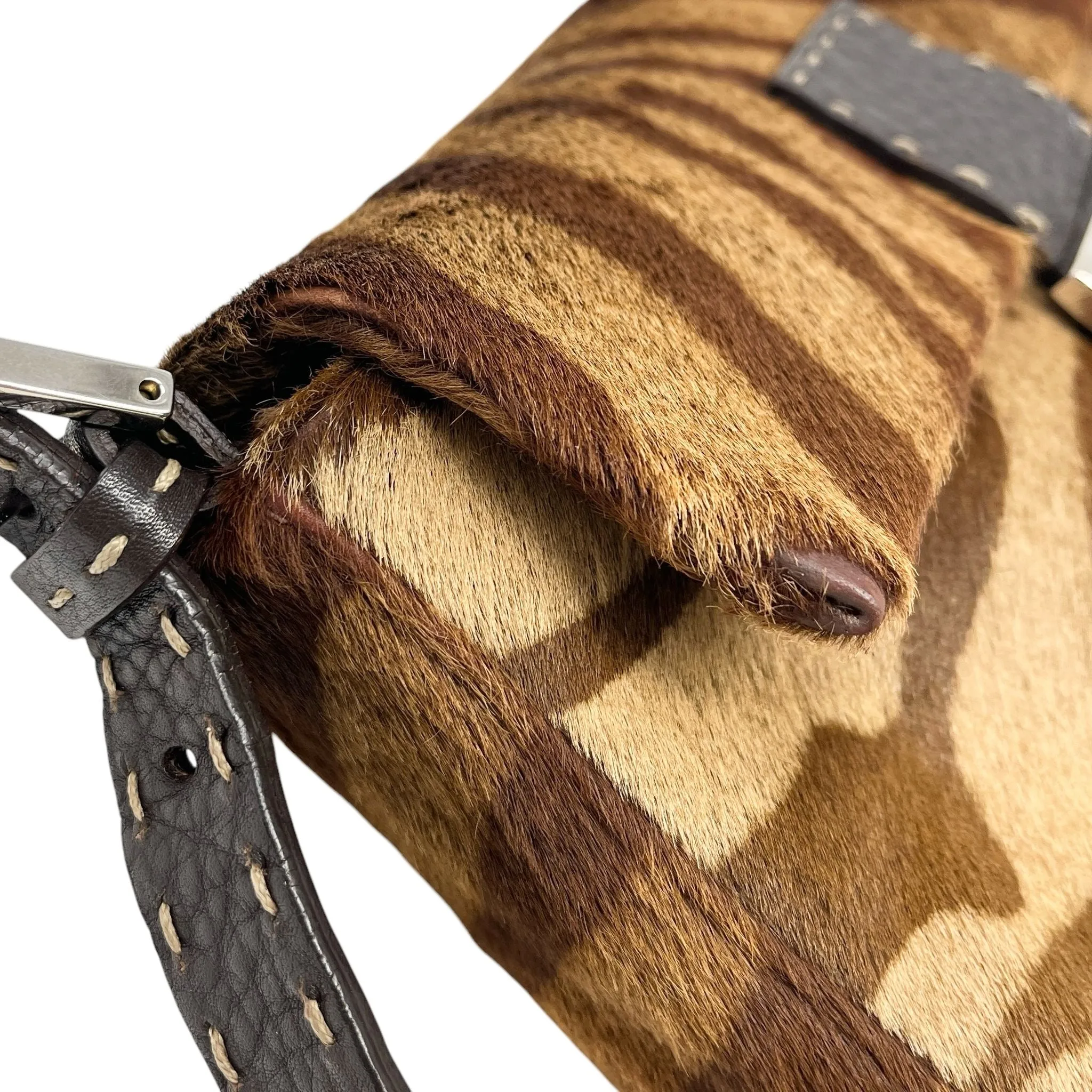Fendi Brown Calfhair Selleria Baguette Bag