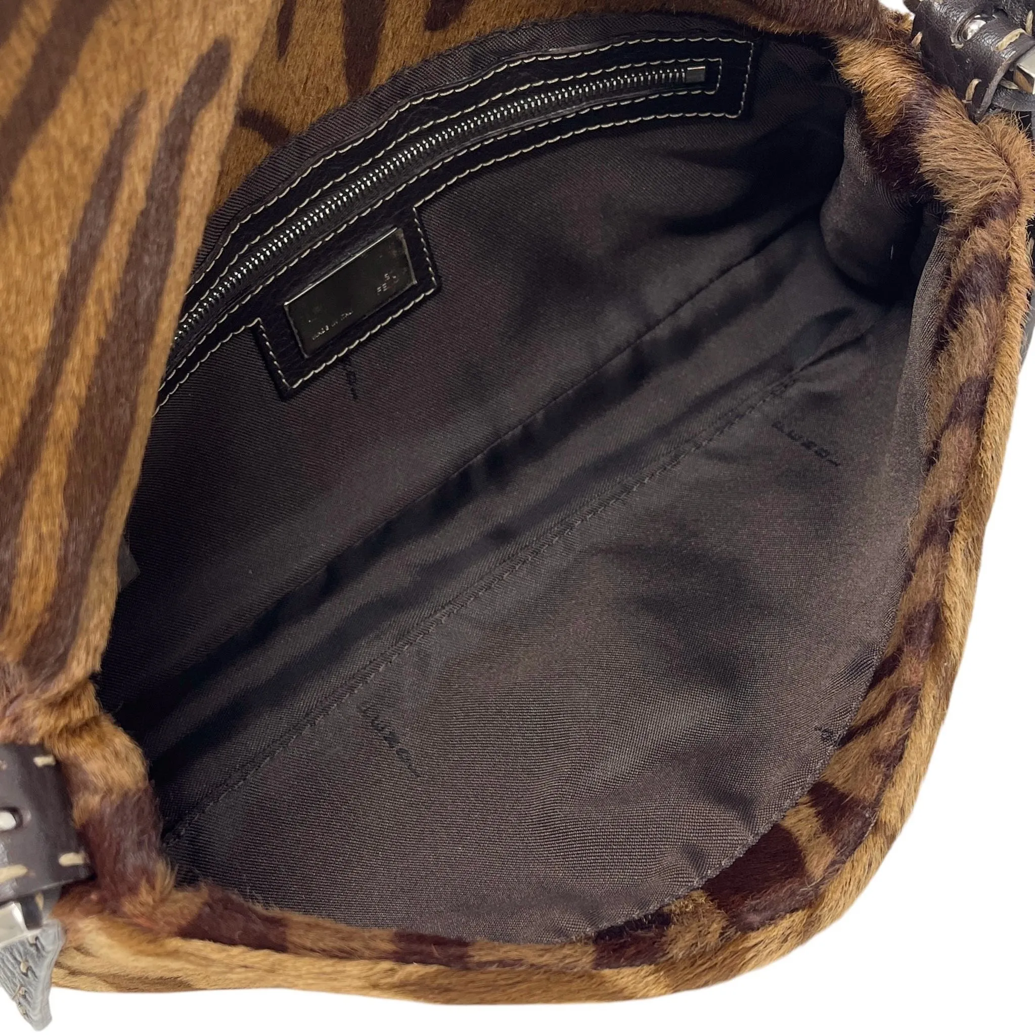 Fendi Brown Calfhair Selleria Baguette Bag
