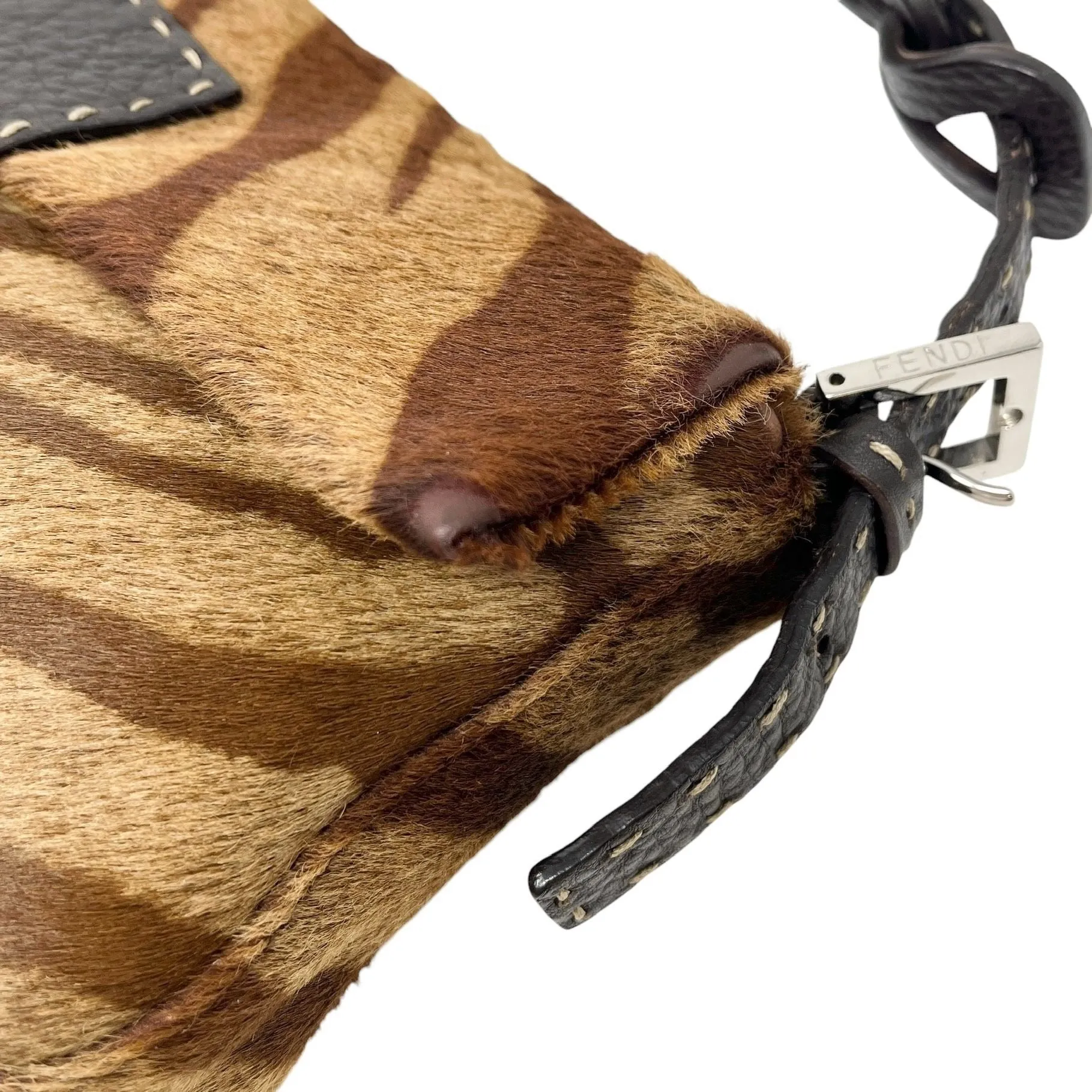 Fendi Brown Calfhair Selleria Baguette Bag