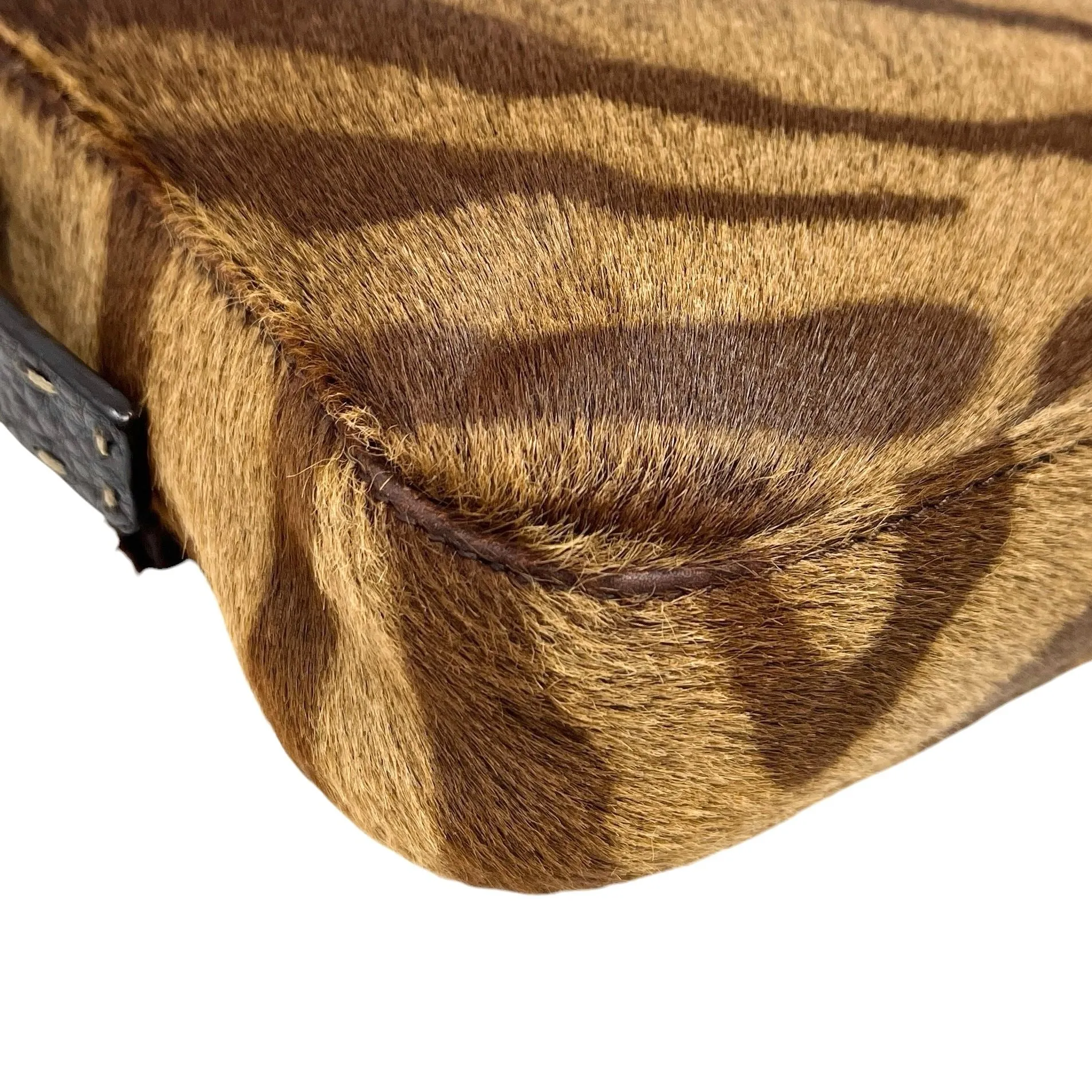Fendi Brown Calfhair Selleria Baguette Bag