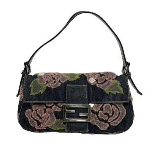 Fendi Denim Floral Baguette