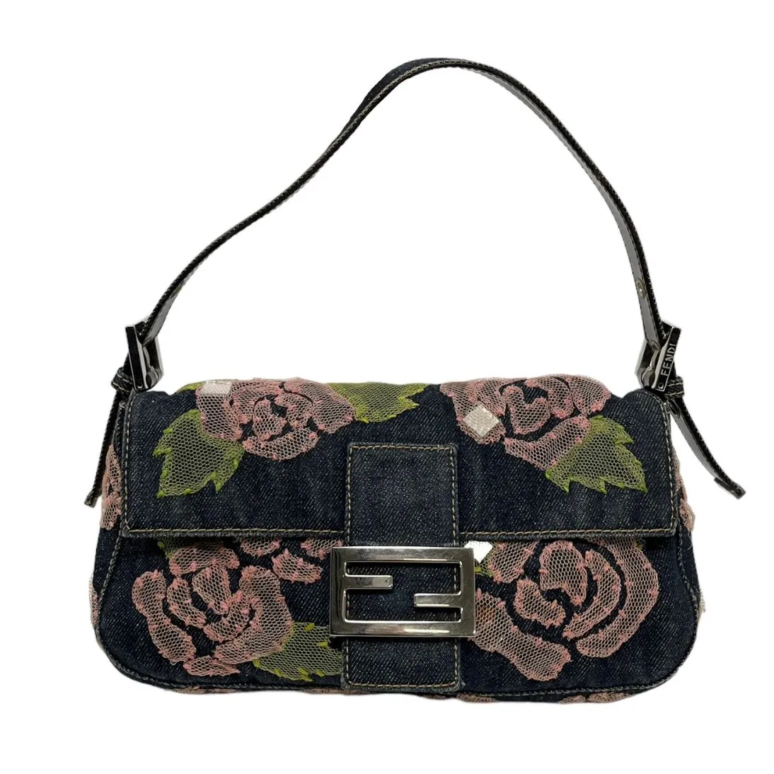 Fendi Denim Floral Baguette