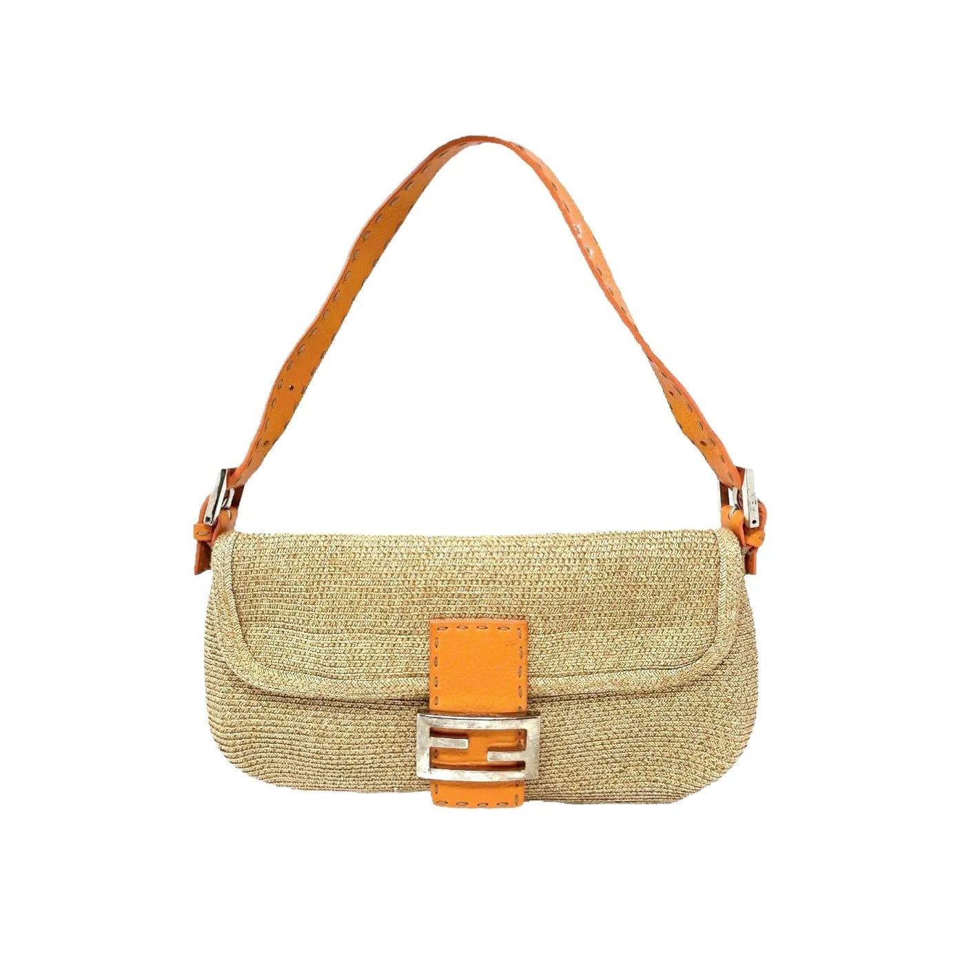 Fendi Jute Orange Baguette Bag