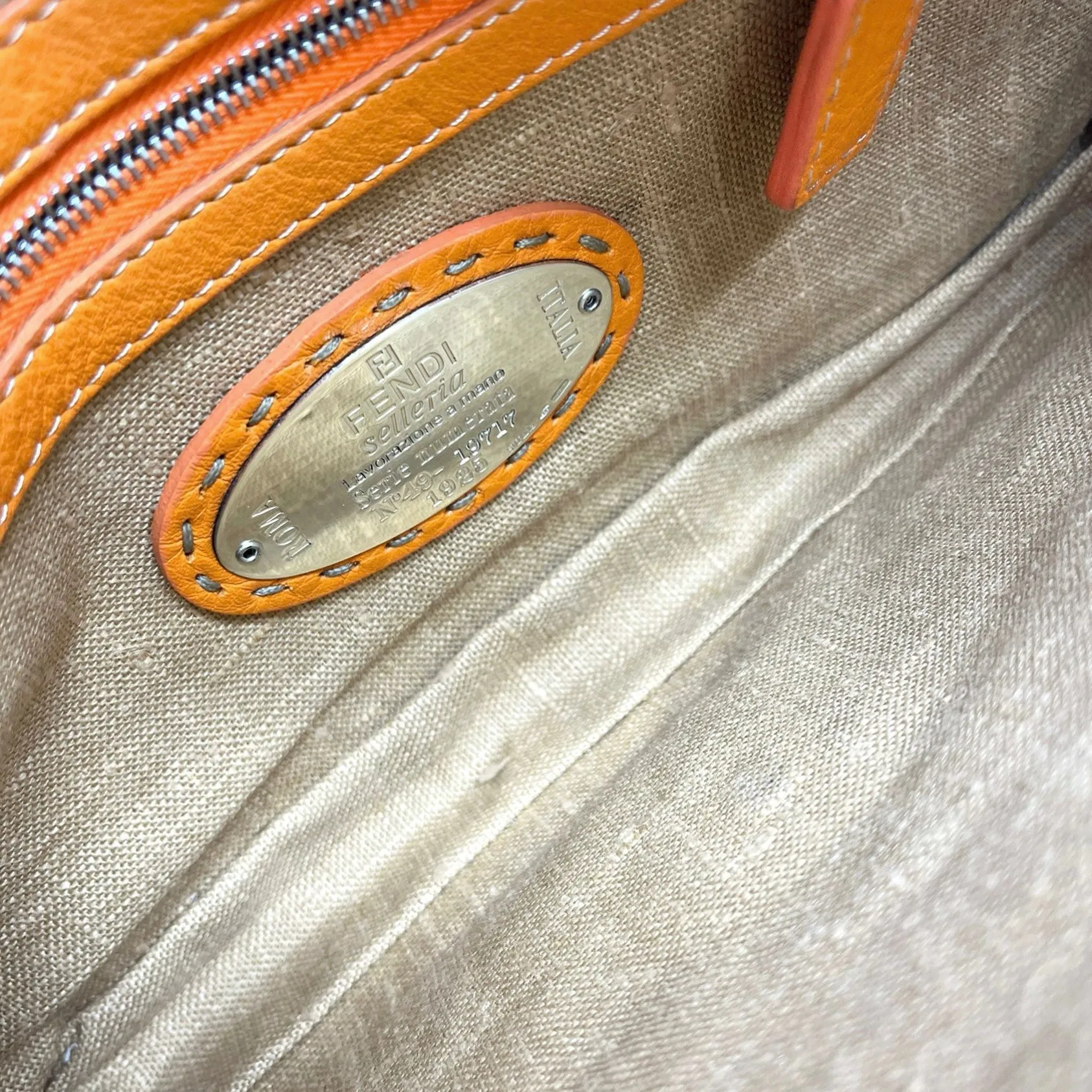Fendi Jute Orange Baguette Bag