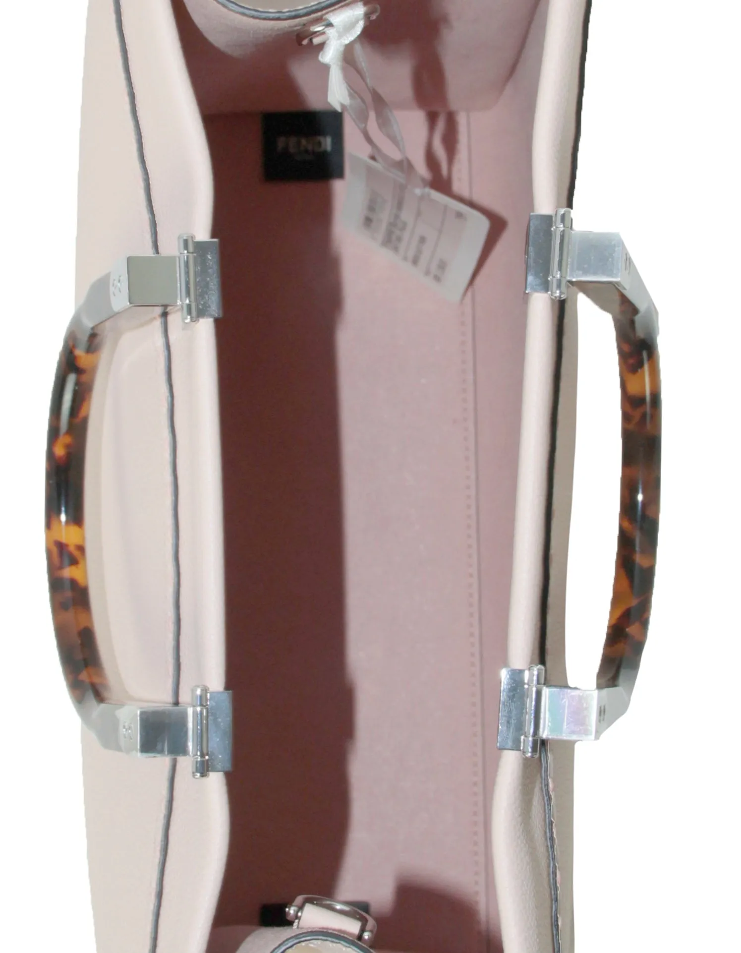 Fendi Light Rose Leather Plexiglass Medium Fendi Sunshine Shopper Tote Bag