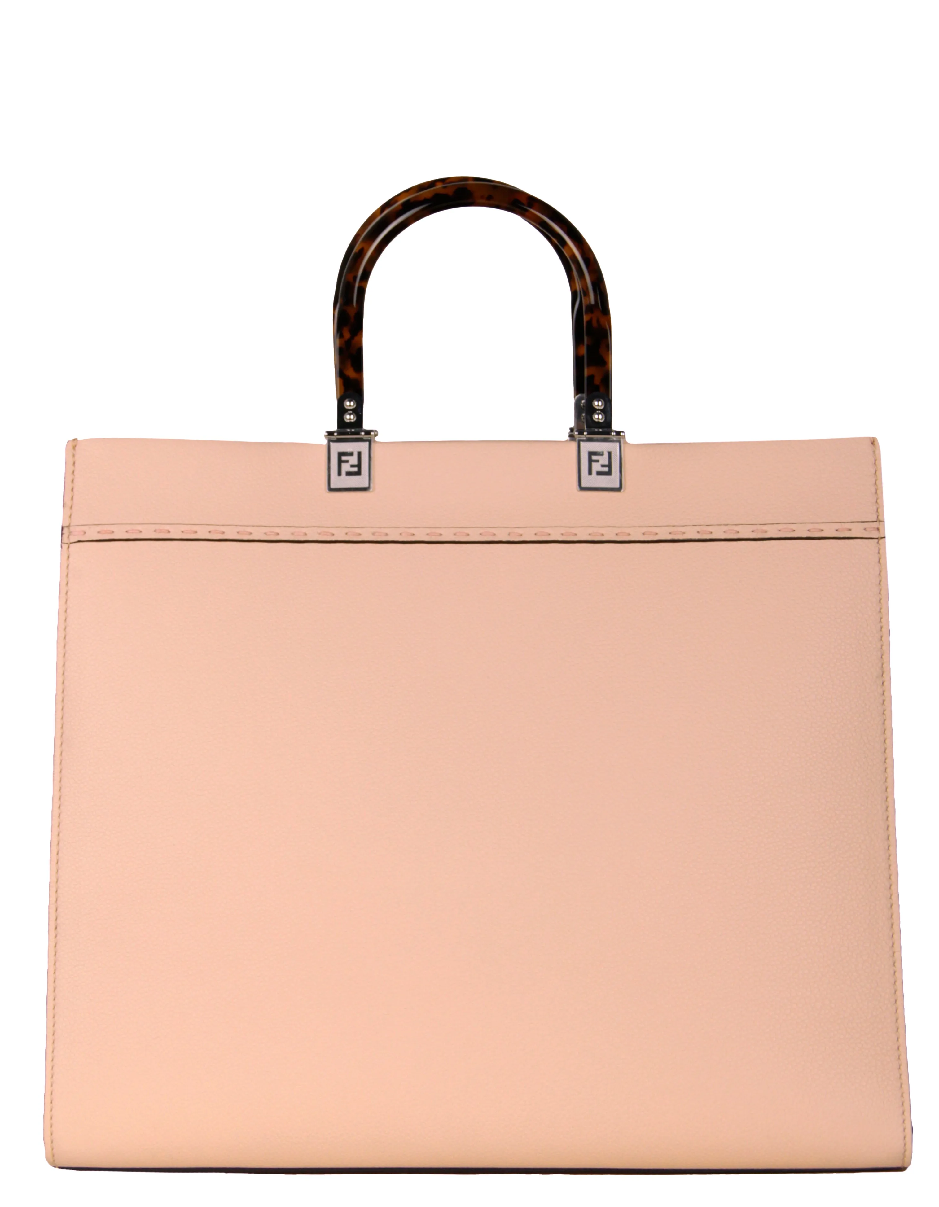 Fendi Light Rose Leather Plexiglass Medium Fendi Sunshine Shopper Tote Bag