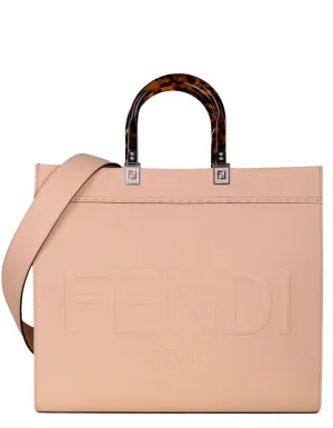 Fendi Light Rose Leather Plexiglass Medium Fendi Sunshine Shopper Tote Bag