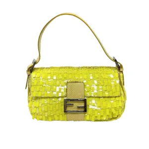 Fendi Yellow Sequin Baguette Bag