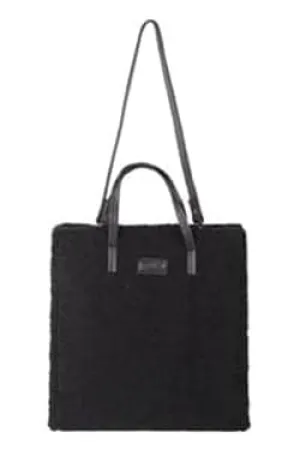 Fleece Fur Tote Bag With Removable Strap Black - Pack of 6
